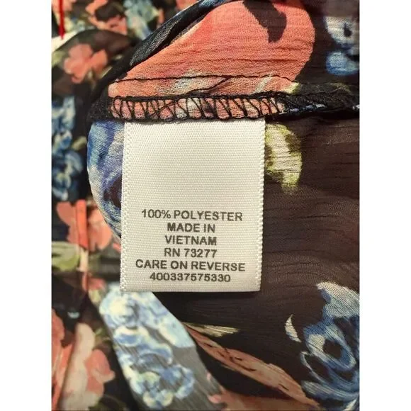 ELLE Sheer Floral Print Blouse Sz XS NWT - Picture 5 of 8